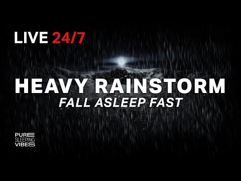 🔴 Heavy Rainstorm and Powerful Thunder Sounds in the Desert | I want to Fall Asleep Fast to Rain