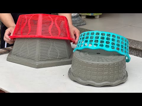 Smart Ideas - Unique Creative Plant Pots From Cement And Plastic Baskets