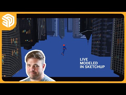 SketchUp modeling a SUPERHERO city scape LIVE