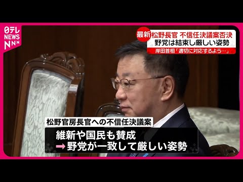 【安倍派&ldquo;ウラ金疑惑&rdquo;】松野官房長官の「不信任決議案」否決  野党は結束し厳しい姿勢