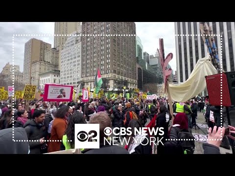 Israel-Hamas war protesters march on 5th Avenue