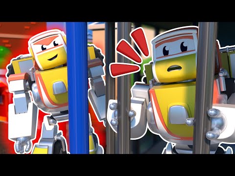 Super ROBOT is stuck in jail! Who is going to catch the EVIL VILLAIN? | Robot &amp; Police Car Transform