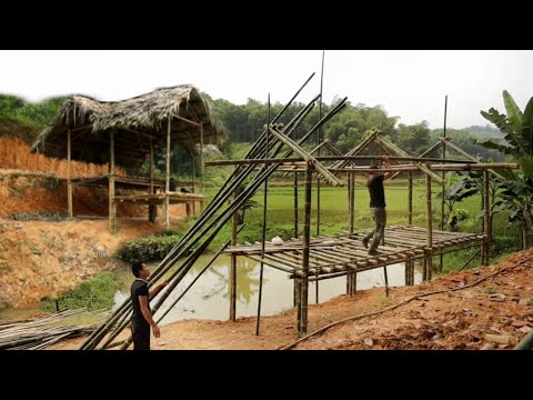 Full video: 17 days Building a house, living with nature, green forest life