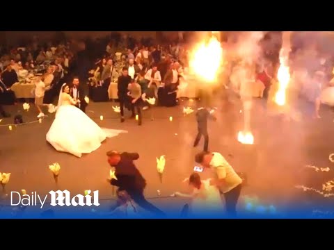 Shocking new Iraq wedding drone footage showing moment venue set ablaze