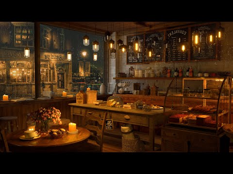 4K Cozy Coffee Shop ☕ with Piano Jazz Music for Relaxing, Studying and Working