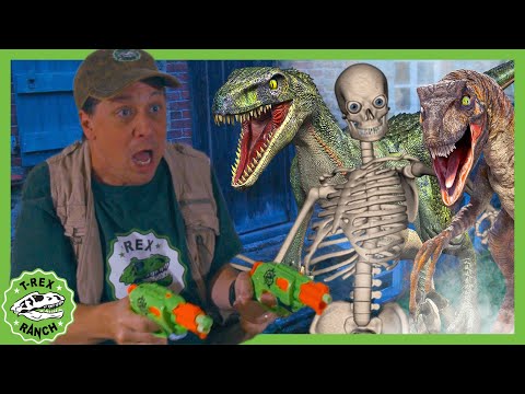 Dinosaurs, Skeletons and Park Rangers at the Haunted House! | T-Rex Ranch Dinosaur Videos for Kids