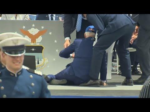 President Joe Biden falls down at Air Force academy graduation: full video