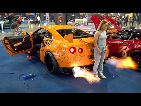 Supercars Revving at Car Show - LOUD SVJ, GT-R R35 Catches FIRE, Regera, Top Secret Supra