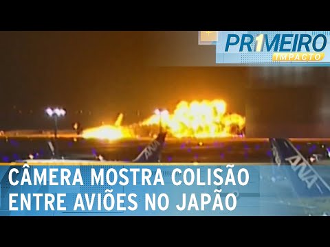 C&acirc;mera flagra colis&atilde;o de avi&otilde;es em aeroporto no Jap&atilde;o | Primeiro Impacto (02/01/24)