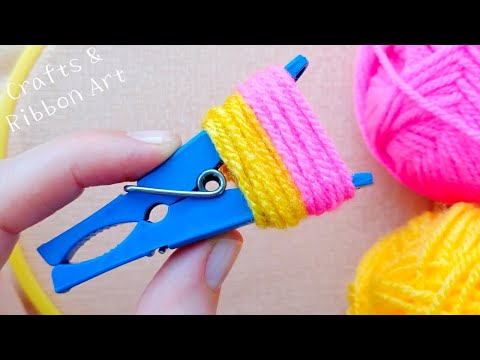 Amazing Hand Embroidery Flower Design Trick - Super Easy Flower Making Idea with Wool - Sewing Hack