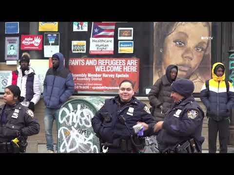 Large Fight 300 People at East Village Migrant Center - NYC