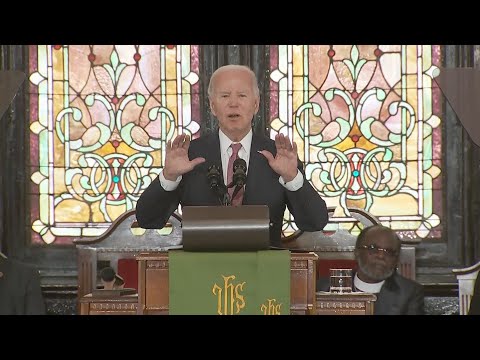 President Biden speech interrupted by protestors shouting 'Free Palestine': raw video