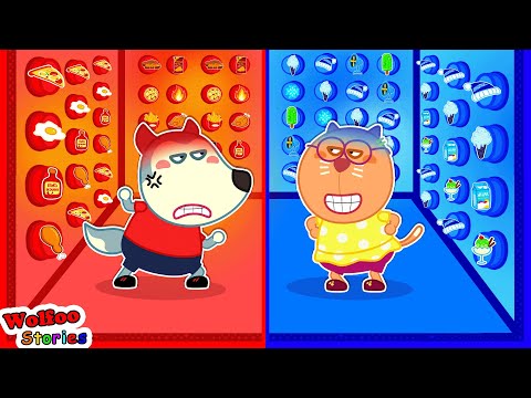 Kat Plays Hot vs Cold 100 Mystery Buttons Challenge ⭐️ Funny Cartoon For Kids 