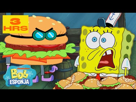 Bob Esponja | La M&Aacute;S GRANDE recopilaci&oacute;n de Cangreburgers de Bob Esponja | Tres Horas | Bob Esponja