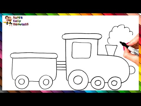 How To Draw A Train Step By Step 🚂 Train Drawing Easy