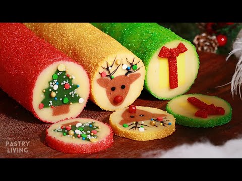 SLICE &amp; BAKE! Christmas Cookies 🎁 (Reindeer, Gift box &amp; Christmas tree cookies) | Holiday Cookies