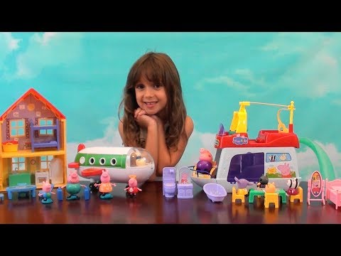 Peppa Pig: Peppa Pig House Boat Story with Peppa Pig Plane and Bus Toys