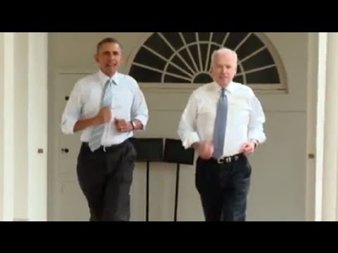 Barack Obama and Joe Biden in White House workout