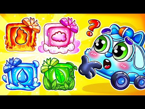 Colorful Mystery Four Elements Box🍃🔥💦🌍 Box Game Song🚌🚑🚗🚓+More Nursery Rhymes by Baby Cars &amp; Friends