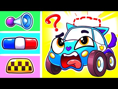 Police Car Lost Siren! Where is my Wheel? Kids Songs and Nursery Rhymes by Baby Cars