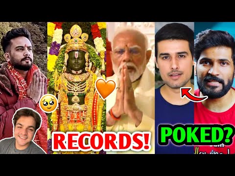 Ayodhya Ram Mandir LIVE RECORDS 🔥 YouTubers Reaction 😍| Abhi and Niyu POKE Dhruv Rathee?, Thugesh |