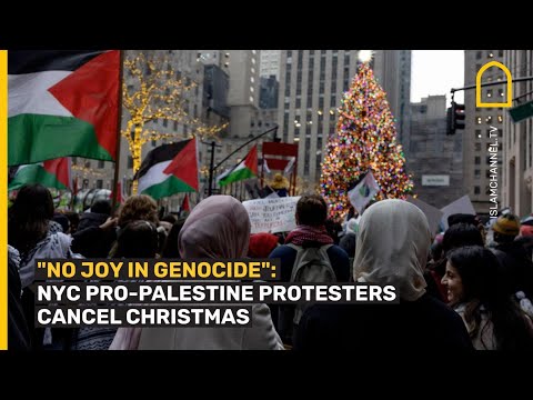 &quot;Christmas is cancelled&quot;: People rally at Rockefeller Center for Palestinians