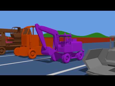 Learn Colors with Tractor and Excavator - Cartoons for Kids and babies