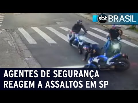 Bandidos que roubariam moto s&atilde;o mortos por agentes de seguran&ccedil;a | SBT Brasil (15/12/23)