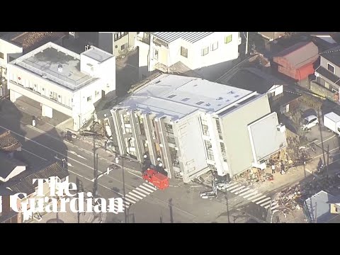 Aerial footage shows destruction in Japan after earthquake