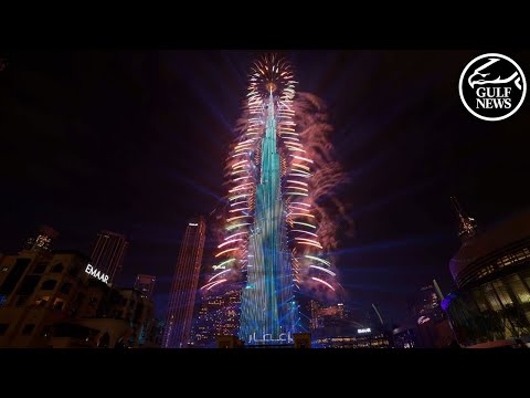 Burj Khalifa illuminates the Dubai sky with dazzling fireworks, ushering in the New Year 2024