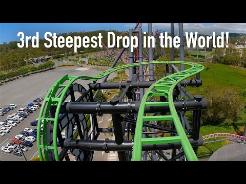 Green Lantern Front Row POV Warner Bros. Movie World Australia | 120.5&deg; Drop!