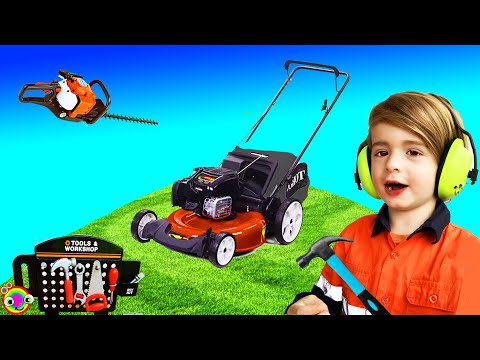 Lawn Mower Yardwork Video for Children | Blippi fan | min min playtime