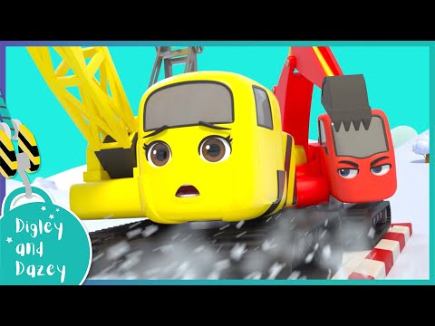 Giant Snowball Sled Race | Digley and Dazey | Kids Construction Truck Cartoons