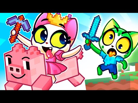 Baby Cat Lost In Minecraft World🙀 Minecraft Challenge || Purr-Purr Stories