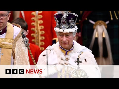 HM King Charles III leaves Westminster Abbey following Coronation ceremony - BBC News