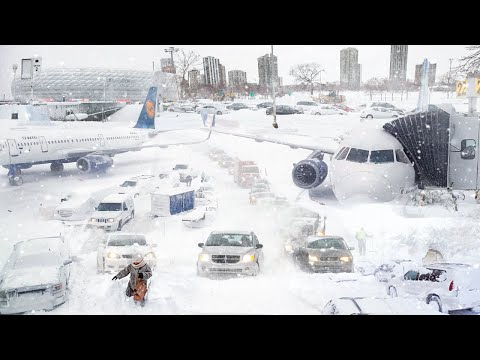 Germany is Freezing! Munich Airport is covered with snow, Snow Storm in M&uuml;nchen