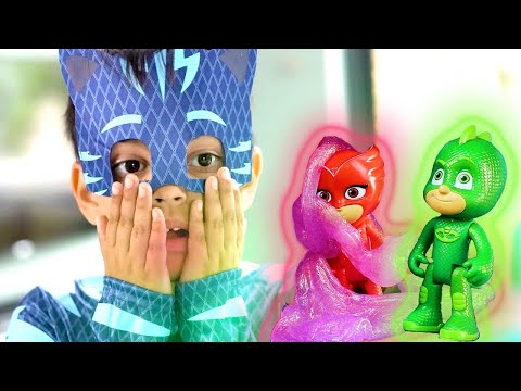 PJ Masks in Real Life: GIANT Catboy vs Tiny Toys Gekko and Owlette! ⚡️ Halloween PJ Masks