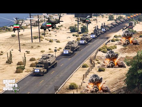 Hezbollah Hamas Uses Irani Fighter Jets Attack on Israeli Weapon Supply Convoy &amp; War Vehicles -GTA-5