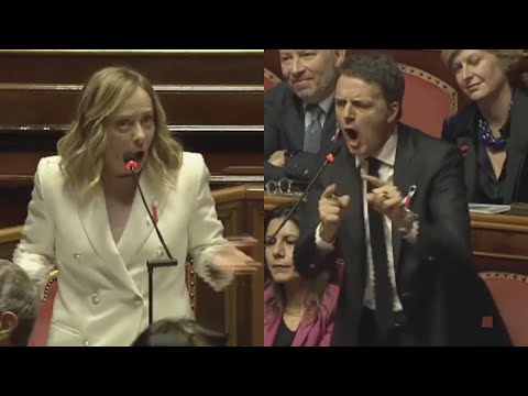 BOTTA E RISPOSTA TRA MATTEO RENZI E GIORGIA MELONI IN SENATO &quot;CAMPIONE DI INCOERENZA&quot;