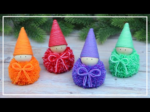 It's EASY AND FAST to make a cute yarn GNOME! Pompom Gnomes easy making / DIY NataliDoma