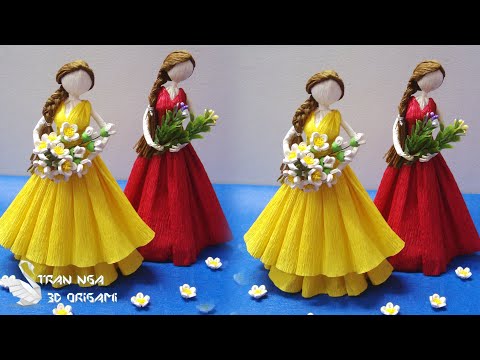 DIY Crepe paper doll tutorial home decoration idea | tutorial de mu&ntilde;eca de papel crep&eacute;