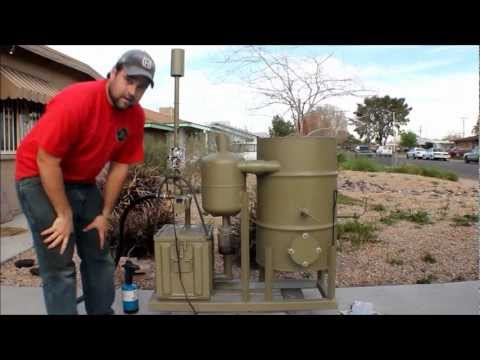 amazing homemade gasifier uses wood pellets to run generator -- renewable alternative energy video