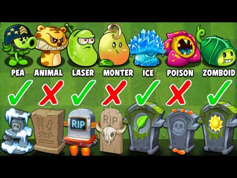 PvZ2 Challenge - Every Plants *3Power-UP vs All Gravestones - Who Will Win ?