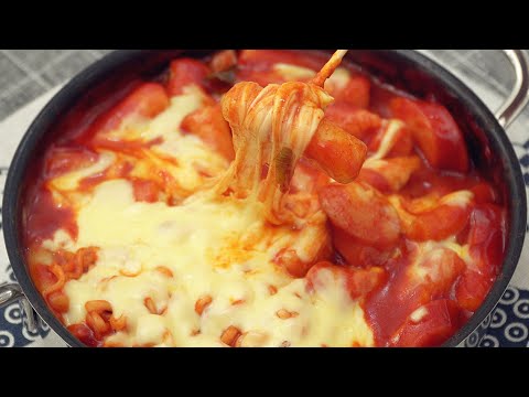 Cheese Tteokbokki made from Rice [Korean Food]