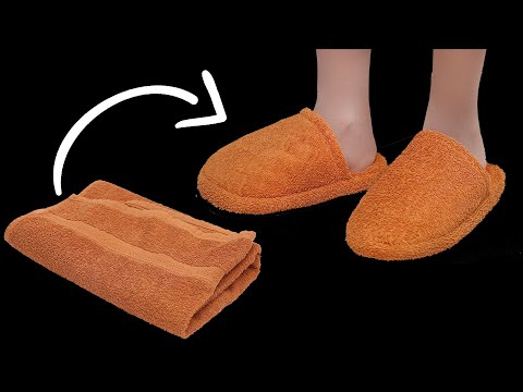 DIY home slippers out of old towels - I sewed them quickly for my loved ones!