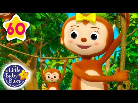 Five Little Monkeys Swinging in The Tree |  + More Nursery Rhymes &amp; Kids Songs | Little Baby Bum