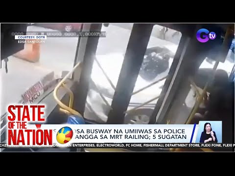 Bus sa EDSA Busway na umiiwas sa police car, bumangga sa MRT railing; 5 sugatan | SONA