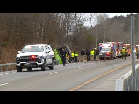 1 dead, dozens injured following tour bus rollover near Lake George