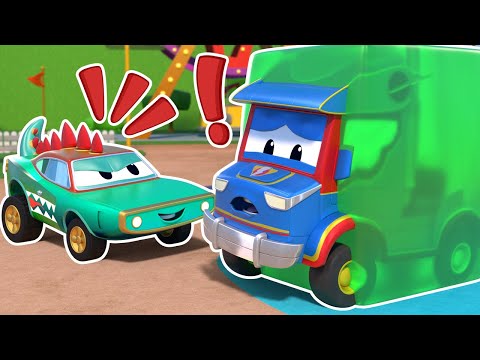 Help! EVIL CROCODILE CAR traps everyone in SLIME! | Cars &amp; Trucks Rescue | Super Truck Kid's Cartoon