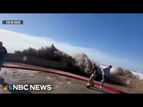 Monster waves on West Coast causing flooding, evacuations and ocean rescues